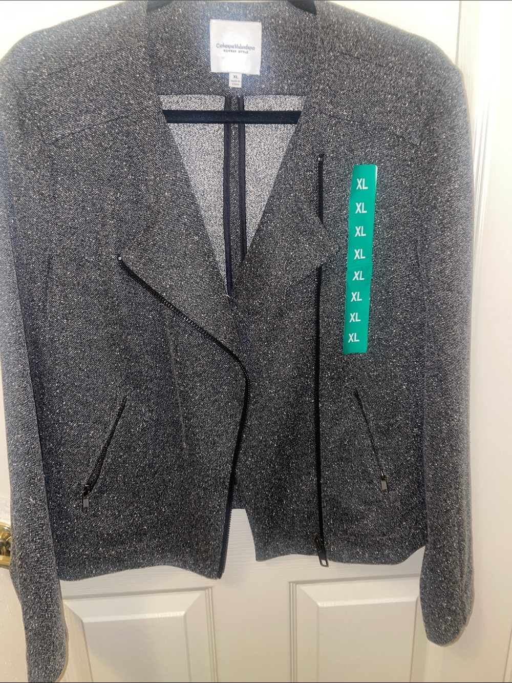 New Catherine Malandrino Gray Moto Blazer, size XL